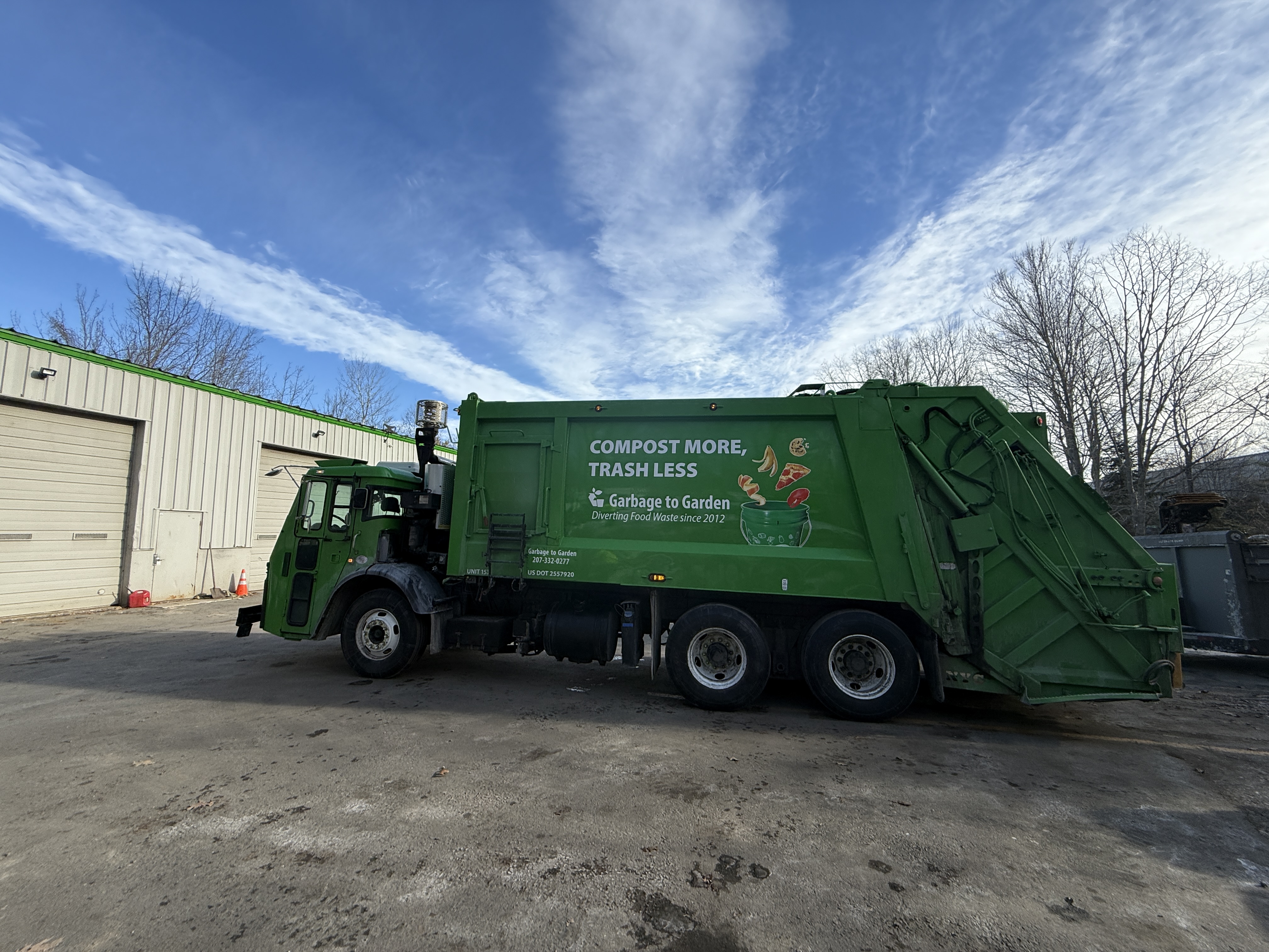 Garbage to Garden waste management truck serving Bath, Maine