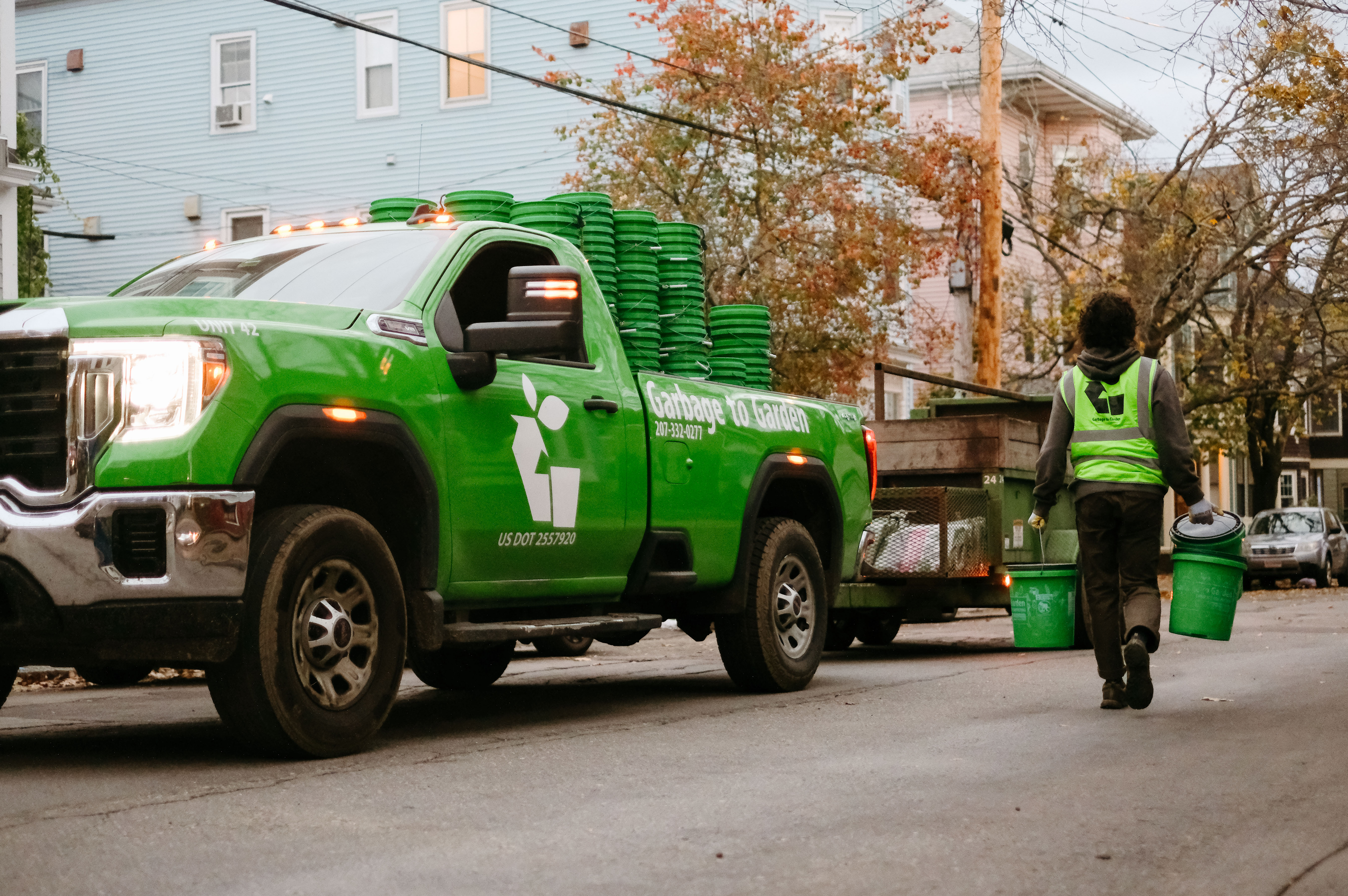 Food scraps collection - bins ready for pickup